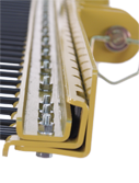 Side view of pine straw rake assembly
